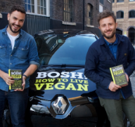 BOSH! kick off UK book tour in electric car 