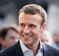 Icon signs biography of French president-elect Macron 