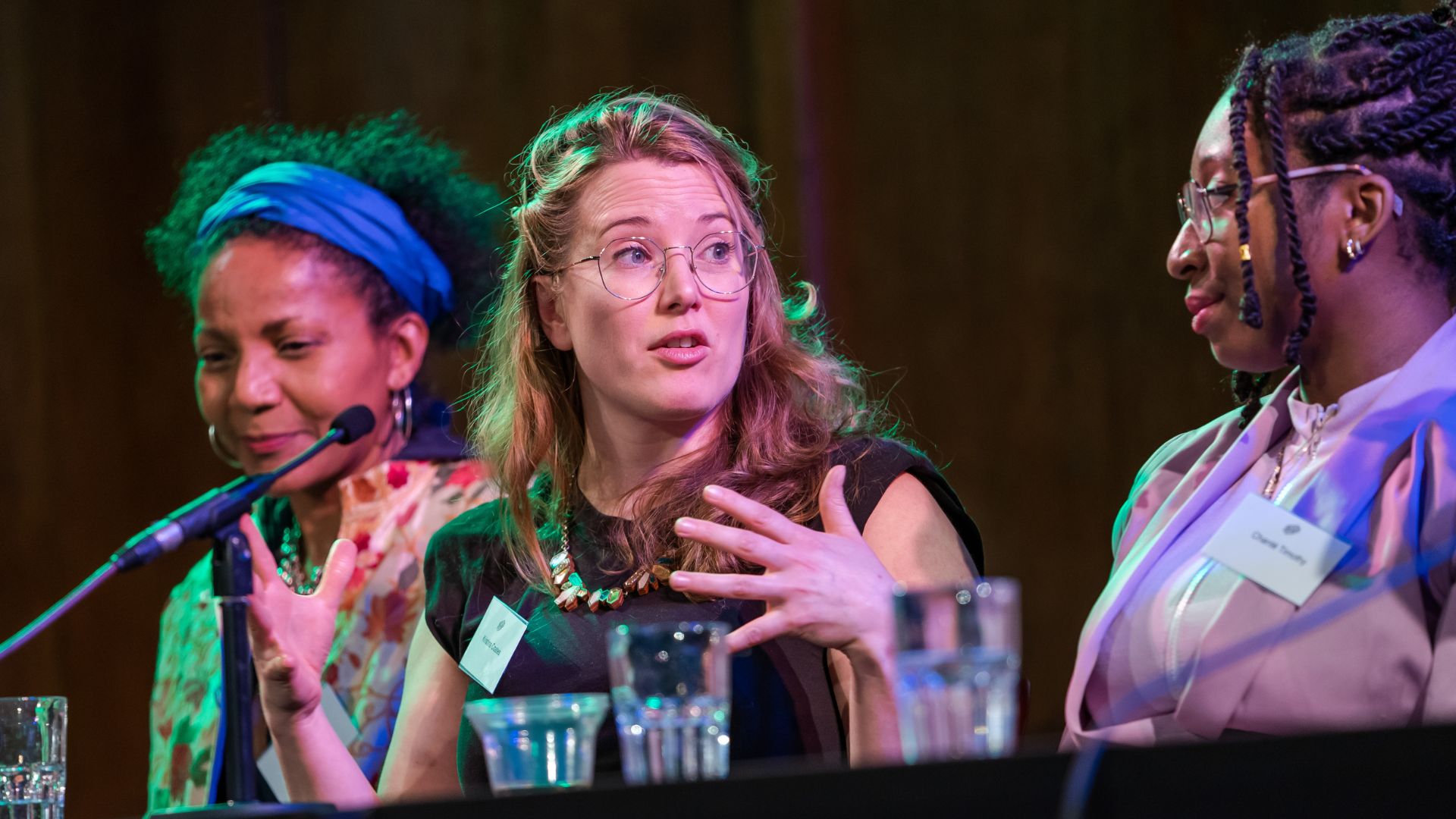 Kristina Coates, deputy art director at Ladybird, with Ruthine Burton and Chante Timothy, Pathways into Children's Publishing alumi