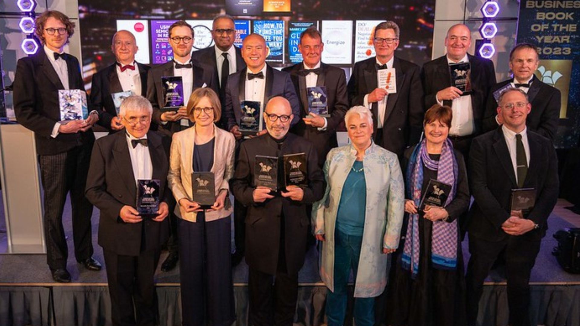 Nicholas Janni (front row, third from left) with British Book Award winners at The Drum