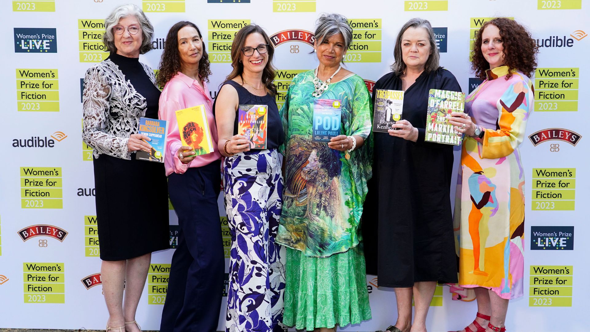 Authors Barbara Kingsolver, Jacqueline Crooks, Priscilla Morris, Laline Paull, Louise Kennedy and Maggie O’Farrell attend the 2023 Women's Prize For Fiction Winner's Ceremony © Ian West/PA Wire