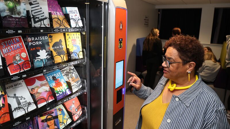 Penguin unveils book vending machine at secondary school