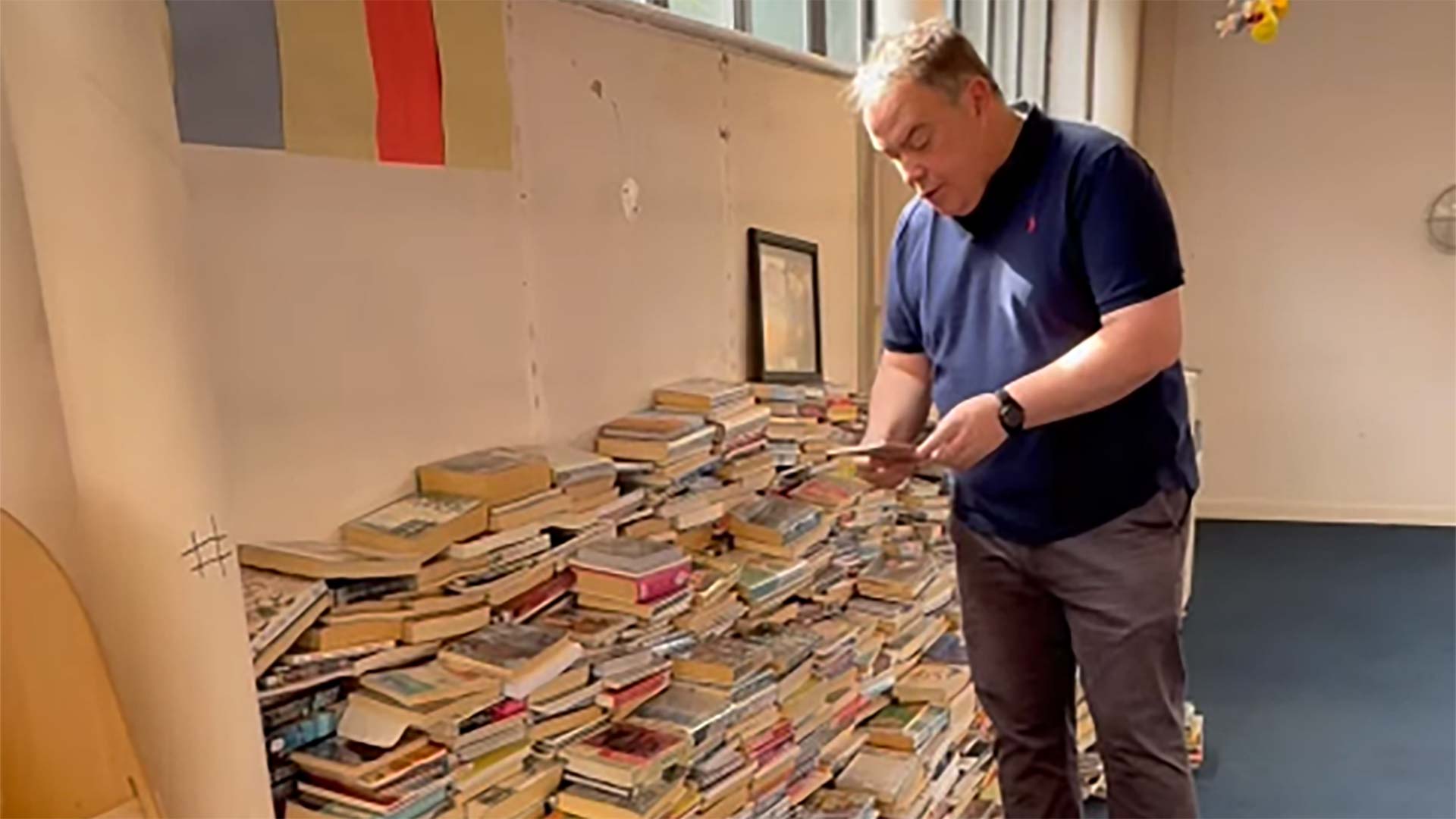 The Broad Green Library books after they had been rescued from outside &copy; Jason Perry's Instagram