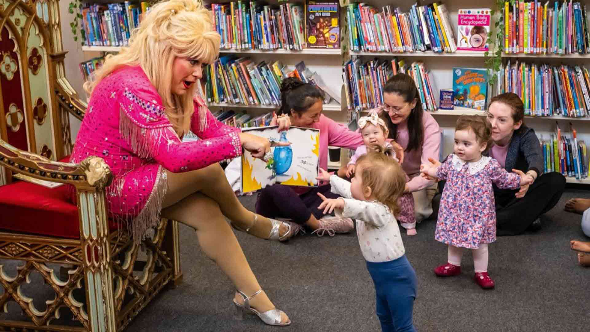 Sarah Jayne as Dolly Parton at Roehampton Library