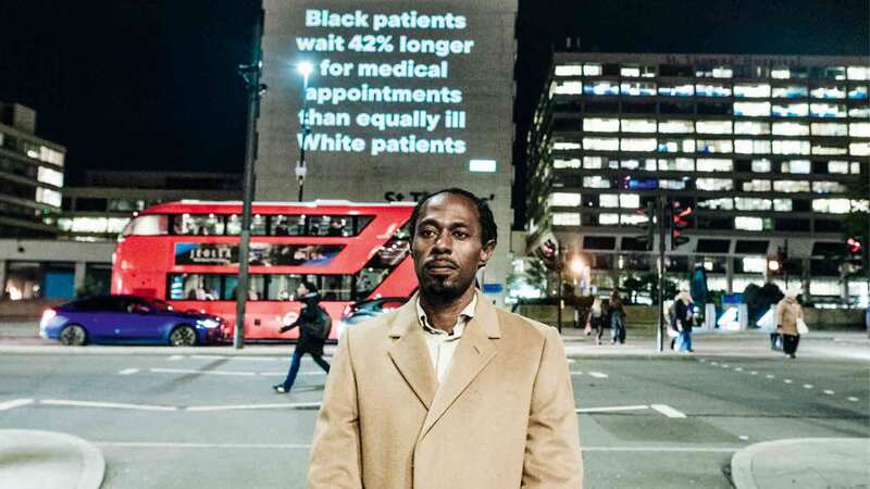 Picador projects facts from Keon West’s The Science of Racism onto London landmarks