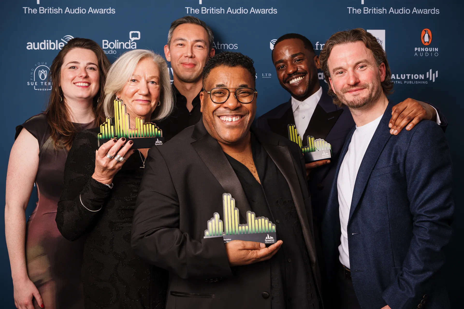The cast and scriptwriter of Gatsby in Harlem, Audio of the Year winner, at The British Audio Awards &copy; Alex Brenner
