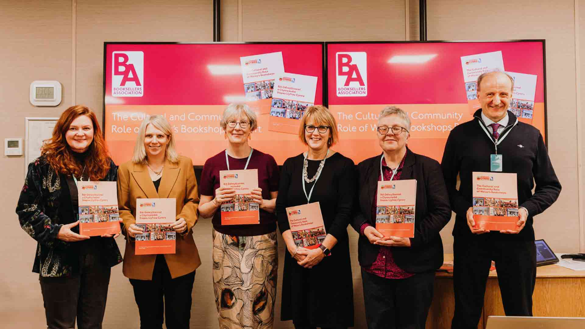 Speakers at the launch of the 'Cultural and Community Role of Wales&rsquo;s Bookshops'
