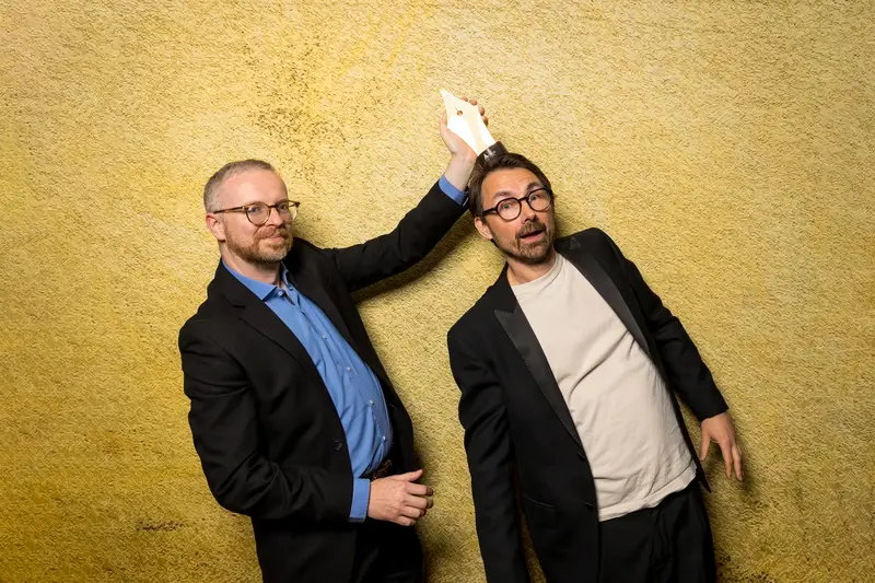 Gary Perry & Stefan Tobler (And Other Stories) Winner of Small Press of the Year &copy; David Monteith Hodge