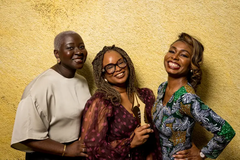 Oyinkan Braithwaite, Diana Yekinni & Nnei Opia Clark, Winners of Audiobook Fiction Book of the Year &copy; David Monteith Hodge